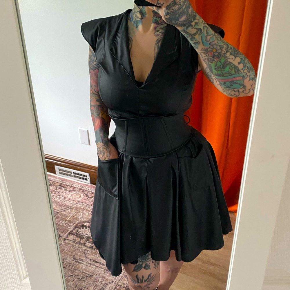 Artifice Clothinf PVC matte black dress. Medium/large. Comes with corset belt!